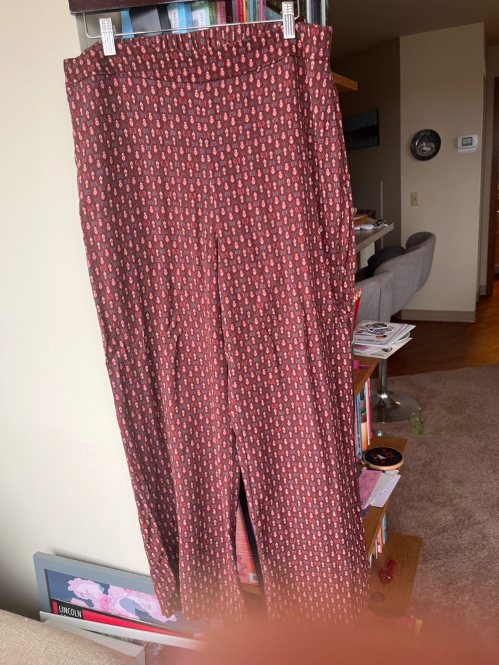 Old Navy Wine Boho Print Wide Leg Pants NWOT